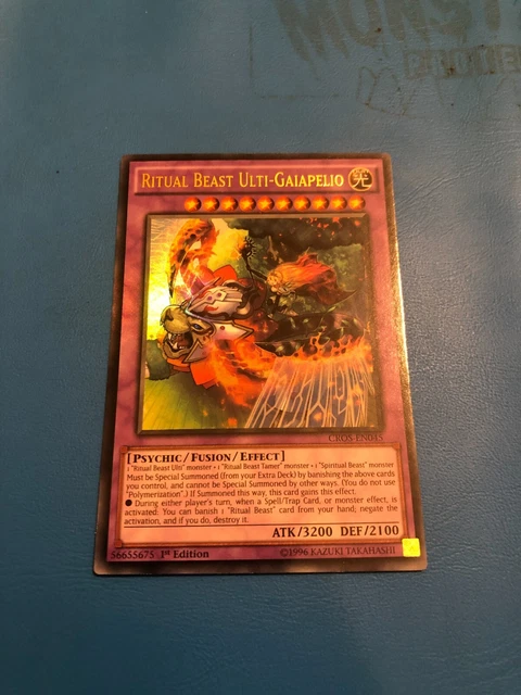Yu-Gi-Oh! Ritual Beast Ulti-Gaiapelio (CROS-EN045) - Ultimate Rare 1st Edition Single Card From Crossed Souls Set
