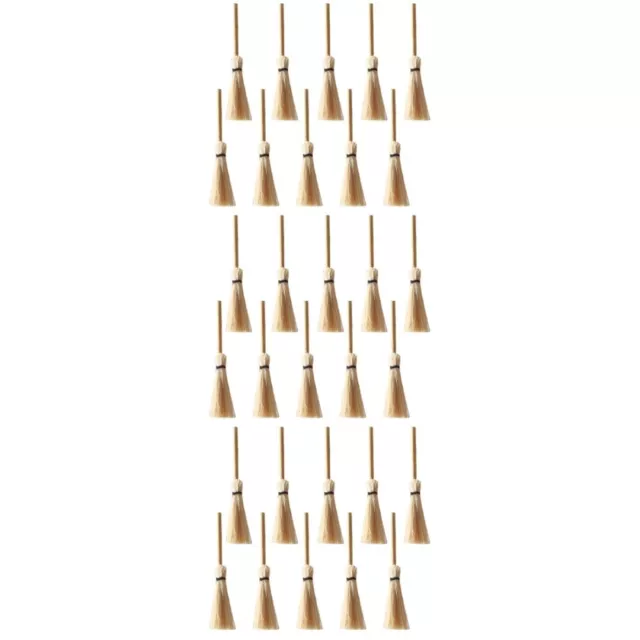 30 Pcs Mini Broom Natural Bamboo Child Hanging Dollhouse Accessories Witches