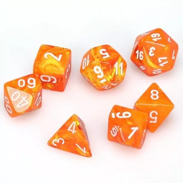 Vortex Solar w / white Polyhedral 7-Dice Set Chessex Dice Dadi