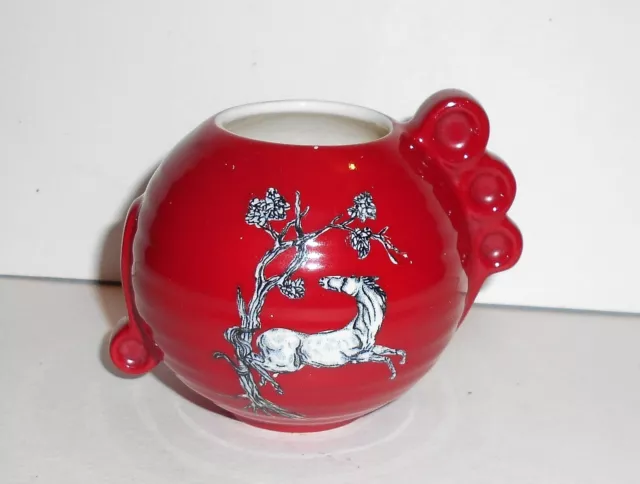 Vintage Crown Devon Red Pegasus Pattern Pottery Vase