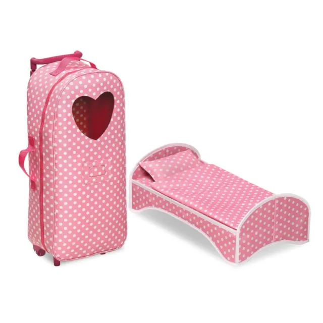 Badger Basket 3-in-1 Trolley Doll Carrier with Rocking Bed and Bedding - Pink/Po