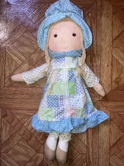 Vintage Knickerbocker Plush Holly Hobbie Girl Cloth 15” Rag Doll Pastel