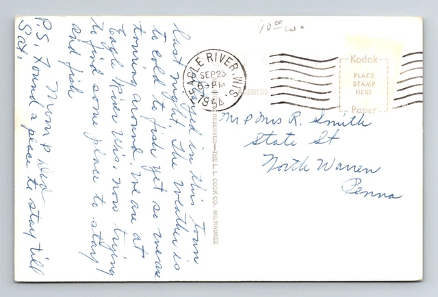 Crystal Falls MI-Michigan, RPPC High School, Real Photo c1954 Vintage Postcard 2