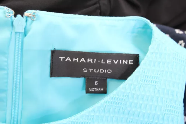Tahari Levine Studio Womens Sky Blue Textured Sheath Dress Size 6 Career 2