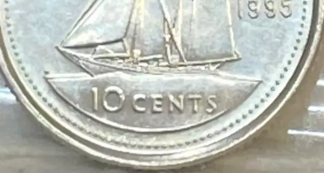 Canada 1995 Ten 10 Cents Error  Miss Strike Low Mintage Key Date Gem Uncirculate