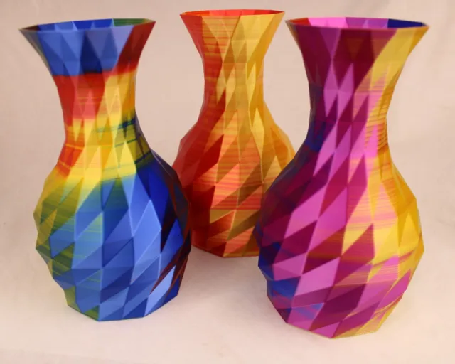 3d printed Vase, faceted style, multicoloured, Australian made with local mats