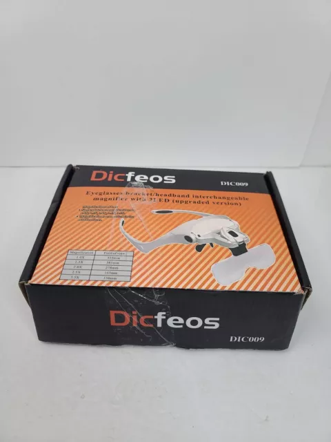 Dicfeos Headband Magnifier with LED Light Head Mounted Magnifying Glasses