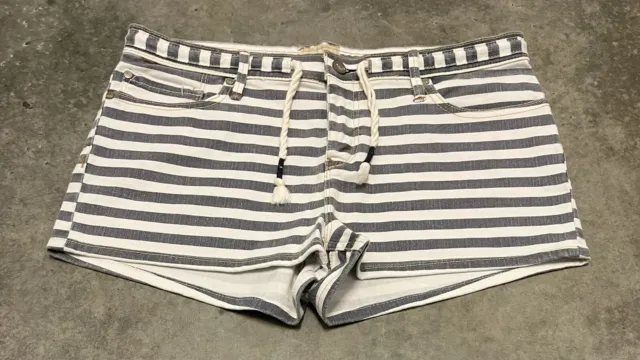 Women’s Roxy Denim Stripped Shorts Sun Fun Beach Day Vacation Adult Size