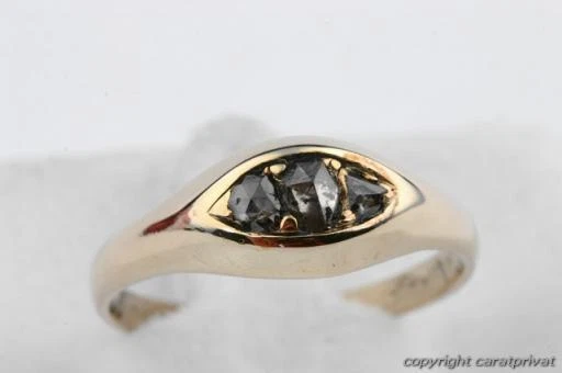 Diamant Ring antik 14k Gold 585 Gelb Gold Diamanten Biedermeier Top -
