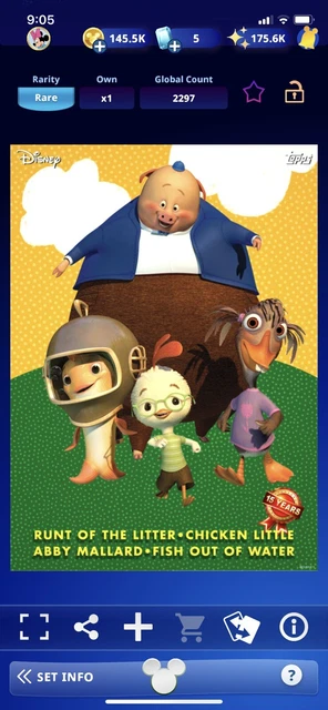 Topps Chicken TOPPS DISNEY COLLECT Digital Chicken Little Character Cards Insert ...