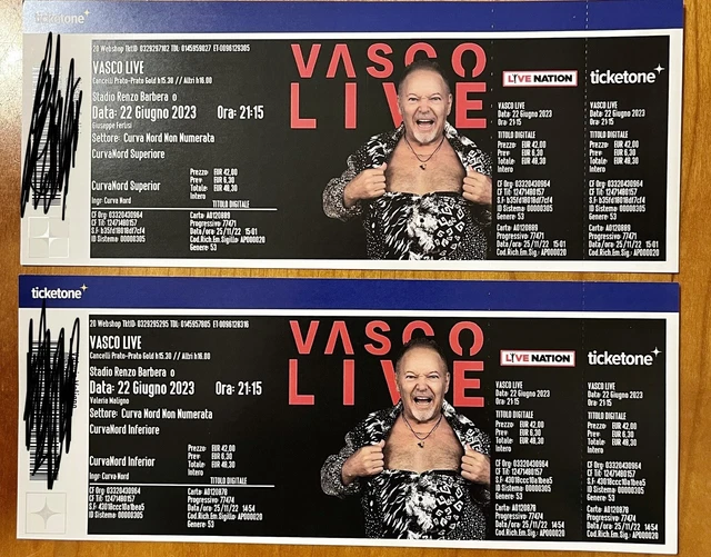 2 Biglietti concerto Vasco Rossi Palermo 22/06/2023