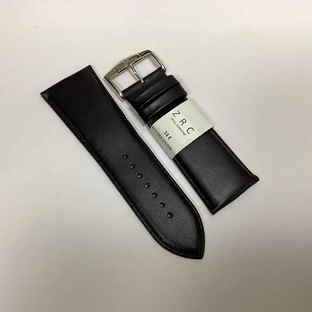 Bracelet Montre Cuir Veau ZRC - 12mm Noir Grain Lézard - Fait Main - Neuf
