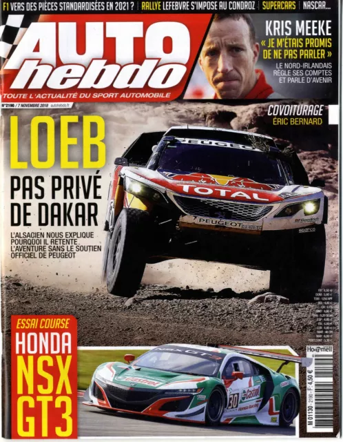 AUTO HEBDO n°2190 07/11/2018 KRIS MEEKE TOMMI MÄKINEN HONDA NSX GT3 CONDROZ