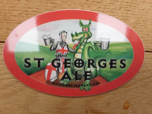 Beer pump clip badge, Wychwood Brewery, St George's Ale, Dragon theme