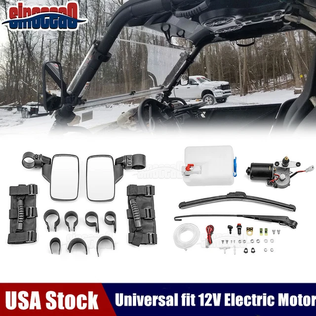 12V ELECTRIC WINDSHIELD Wiper Motor Side Mirrors For John Deere Gator
