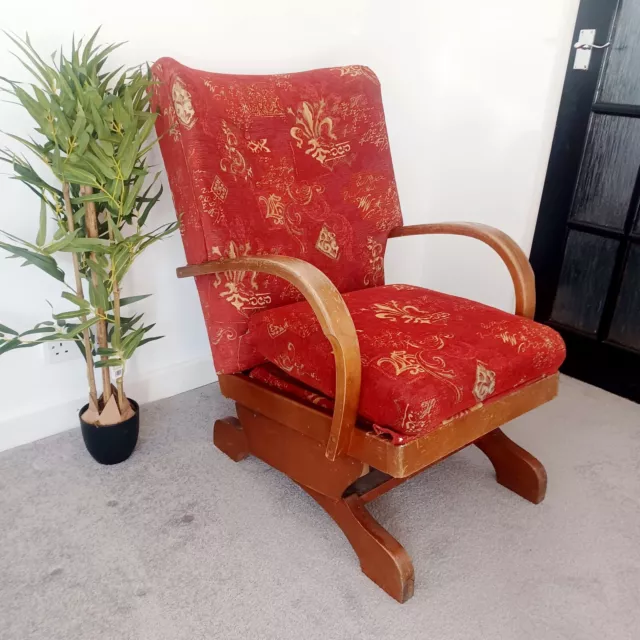 Vintage 50s Midcentury Spring Bentwood Rocking Chair For Recovering