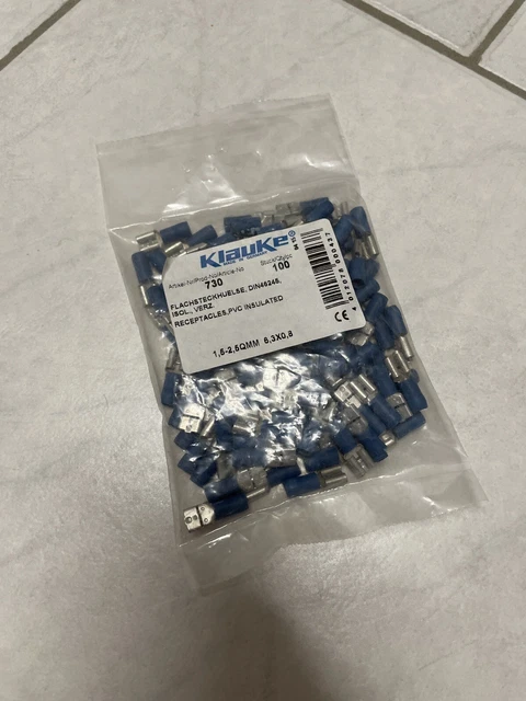 Klauke Flachsteckhülsen Typ 730 Blau 100 Stück 1,5-2,5mm2