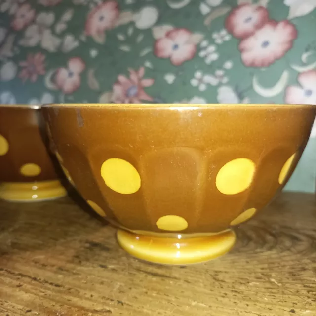 2 Bols  Anciens  Decor A Pois Jaune   Marron  Sarreguemines   /  Old Bowl