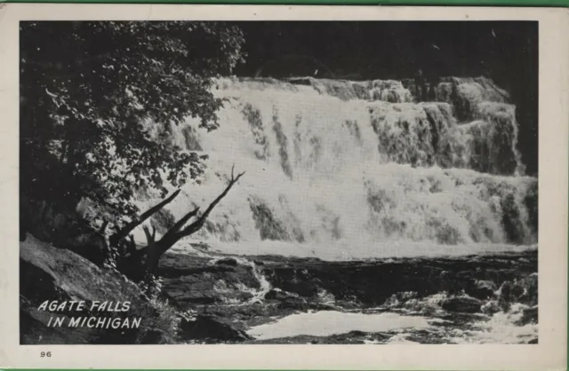 Vintage Michigan MI Real Photo RPPC Postcard Agate Falls Trout Creek Posted 1945