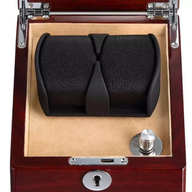 Lindeman Mahogany Watch Winder Box for 2 Watches (Single Rotor) 3