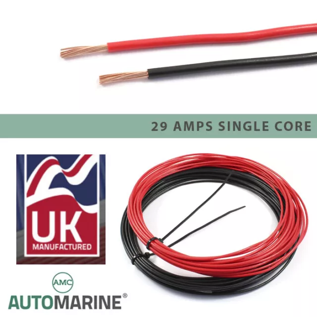 21 AMP Single Core 1.5mm² Stranded Copper Cable 12v 24v Thin Wall Wire RED BLACK