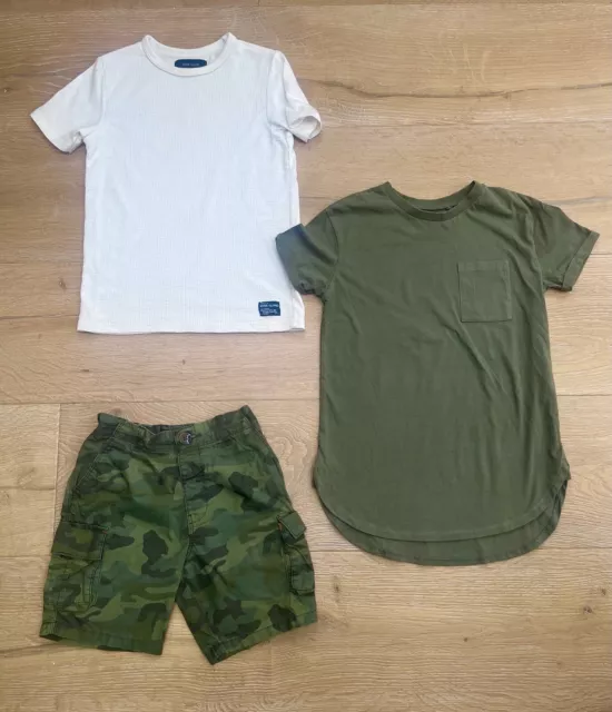 Boys RIVER ISLAND NEXT SUMMER CAMO SHORTS OUTFIT *SHORTS T-SHIRTS- AGE 5-6 YEARS