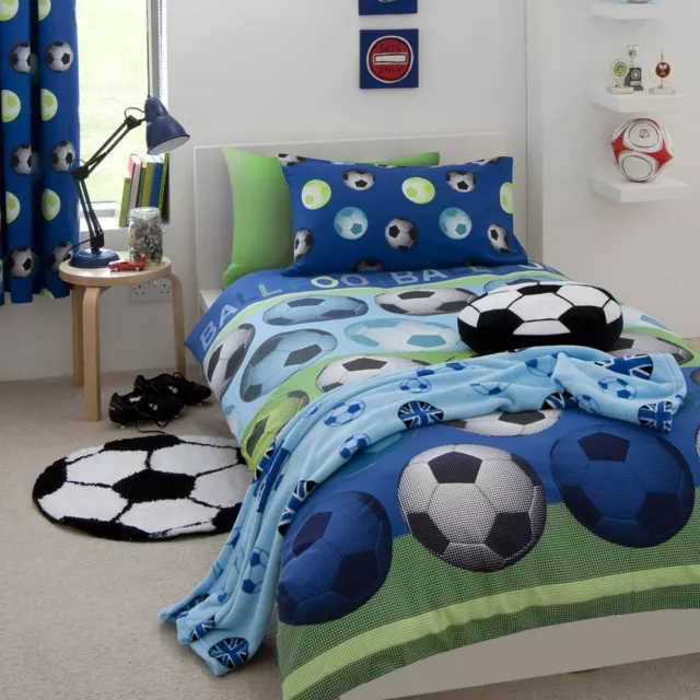 Catherine Lansfield Football Bleu Set Housse de Couette Simple Garçons Literie