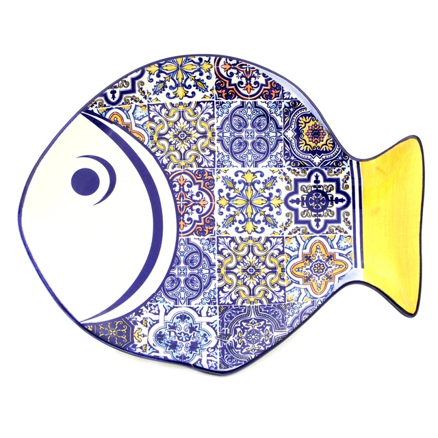 Hand-painted Traditional Portuguese Ceramic Fish Shaped Plate