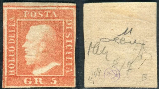 1859 Alte USA Italienisch Sizilien 5 Korn Vermilion Sächsischer 11 MH Bdf 529