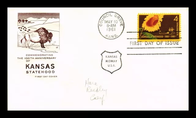 Dr Jim Stamps Us Cover Kansas Statehood 100Th Anniversary Fdc Hf Cachet