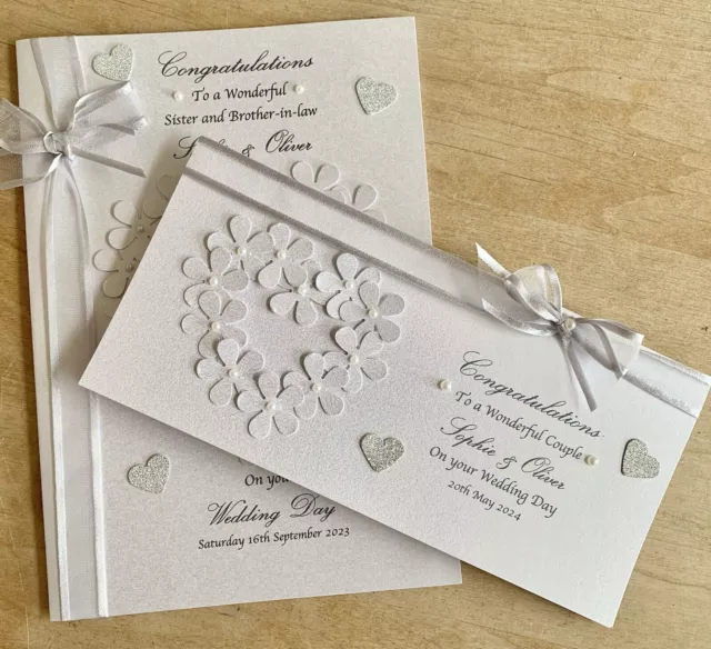 Handmade Personalised Wedding Day Engagement Card And Matching Money Gift Wallet