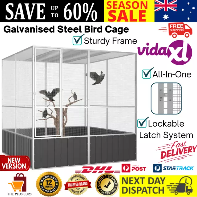 Galvanised Steel Bird Cage Sturdy Frame Bird Parrot Aviary With Mesh Design AU