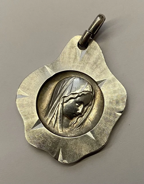 Broche Vintage Sainte Vierge En Argent Sterling – Décor Fleural – Occasion