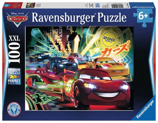 100 TEILE RAVENSBURGER Kinder Puzzle XXL Disney Pixar Cars Neon 10520 ...
