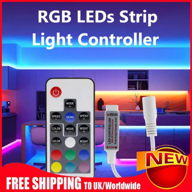 17 Keys RGB LED Strip Light Controller DC5-24V LED Strip Controller for Home Bar