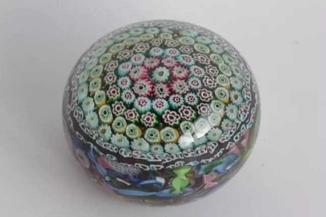 Boule décorative cristal millefiori Clichy Murano fleurs XXème siècle