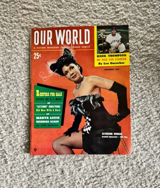 September 1950 OUR WORLD Magazine: Katherine Dunham / Louis Armstrong / Baseball