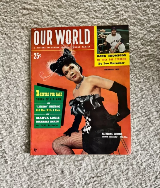 September 1950 OUR WORLD Magazine: Katherine Dunham / Louis Armstrong / Baseball
