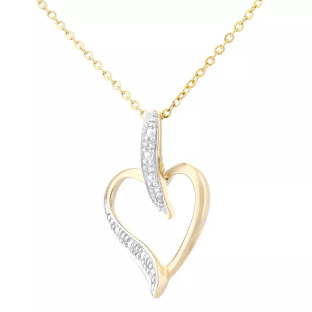 9ct Yellow Gold Diamond Heart Pendant Necklace by Naava