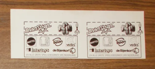 Seltene Werbung BRAVESTARR Kerium Sammelmarken Promo Niederlande 1987