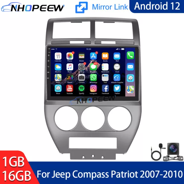 Android 12 Car Radio Stereo GPS NAVI + Camera For Jeep Compass Patriot 2007-2010