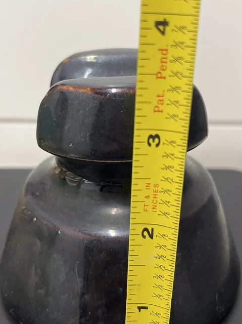 Antique Porcelain Electrical Insulator, High Voltage, Deep Brown/Black 12