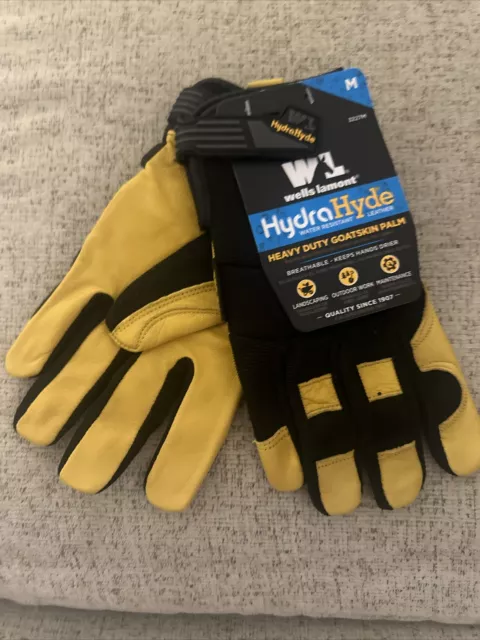 Wells Lamont Men's HydraHyde Leather Work Gloves Size.Medium. NWT