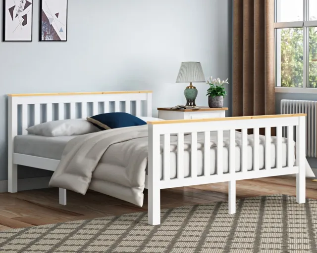 Wooden Bed Frame 3FT Single Pine Bed 4FT6 Double King Size 5FT Beds With Slatted