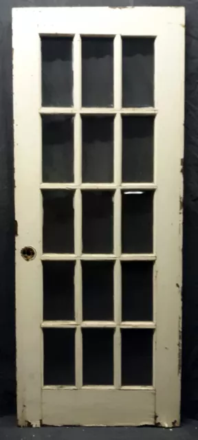 30x78.5"x1.75" Antique Vintage Old Wood Wooden Interior French Door Window Glass