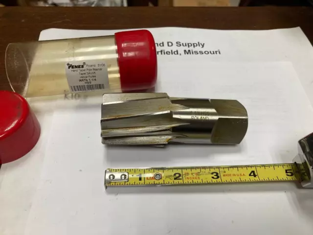 Fenes 5-065-040, 1-1/4"Tapered Pipe Reamer, 1.444-1.553' Dia, HSS, 3/4"/ft Taper
