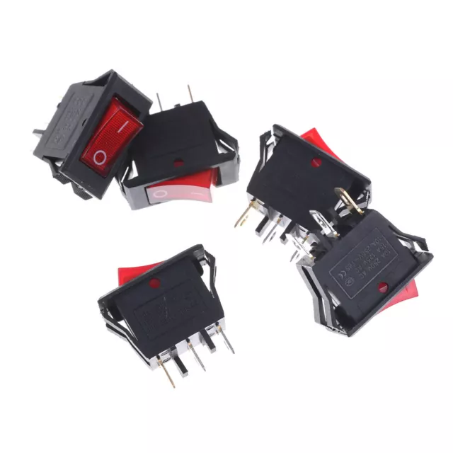 5 pz interruttore a dondolo barca 2 posizioni SPST rosso AC15A/250V 20A/125 V ON-OFF 3 pi*/t