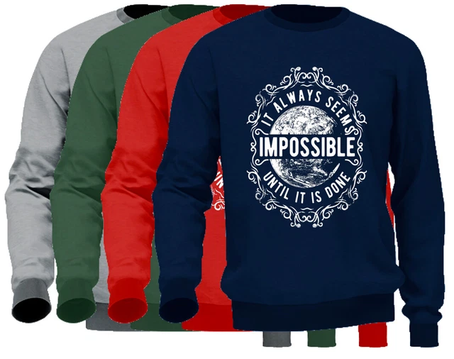 Felpa da Uomo no Cappuccio no Tasche Maglia Tuta Casual Cotone Impossible Tema