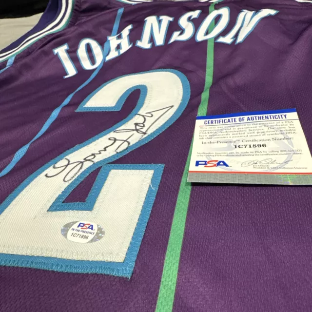 Larry Johnson Signed Charlotte Hornets Jersey AUTO PSA COA Sz XL