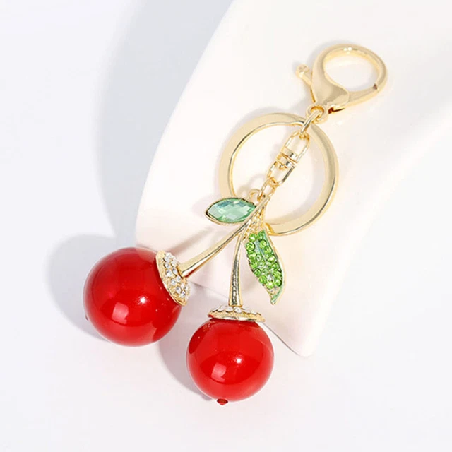 Alliage porte-clés créatif en métal rouge cerise en forme de porte-clés cadeau à